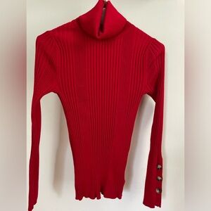 Moth by Anthropologie ribbed turtleneck sweater with button-adorned cuffs
